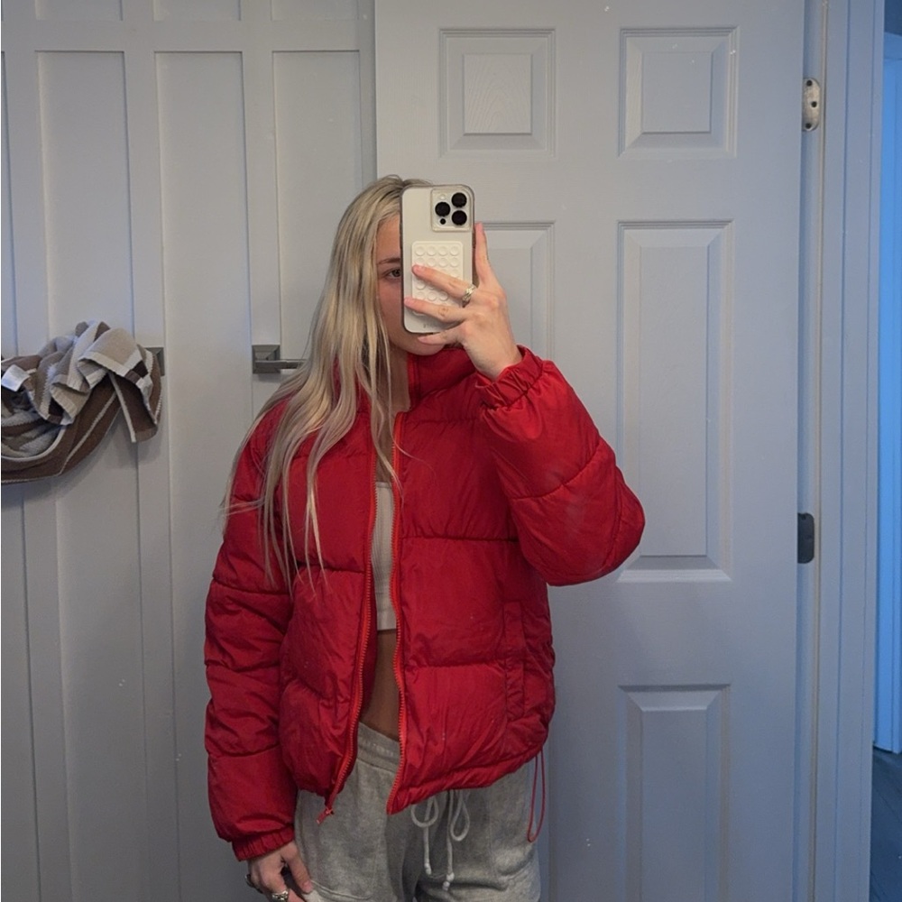 Puffer coat red. Worn only a couple times. Super cute!